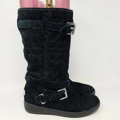 Botas Coach para mujer negras de gamuza con logotipo Thelma talla 6 forradas de piel hasta la pantorrilla Foto 1 de 4