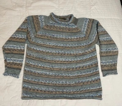 Suéter Pullover American South Side Mezcla Lana Alpaca Azul Rayas Talla L/XL Foto 1 de 4