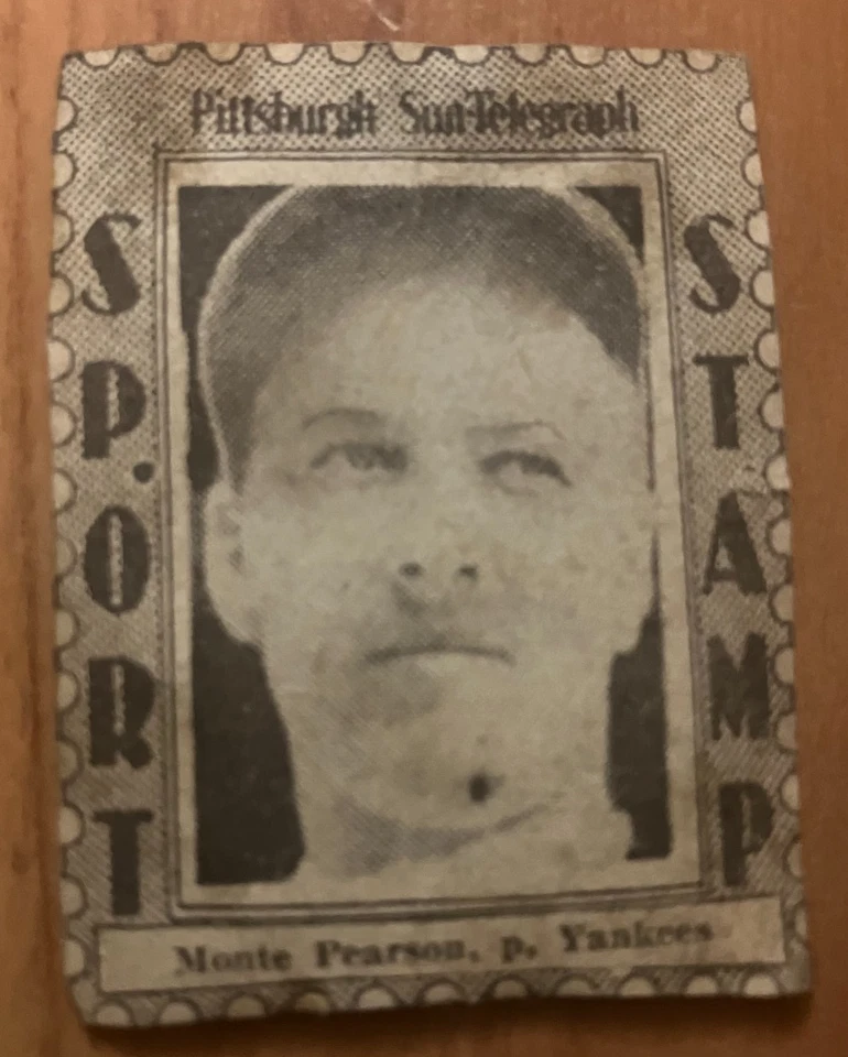 NEW YORK YANKEES: 1936 Pittsburgh Sun-Telegraph Sport Stamp Monte Pearson - Image 1 of 1