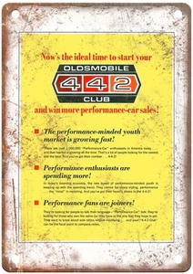 1966 Oldsmobile 442 Club Vintage Auto Advertisement Retro Look Metal Sign AN222 - Picture 1 of 2