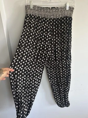 Pantalones harén bohemio para mujer Angie estampado floral hippie gitano cintura elástica M Foto 1 de 4