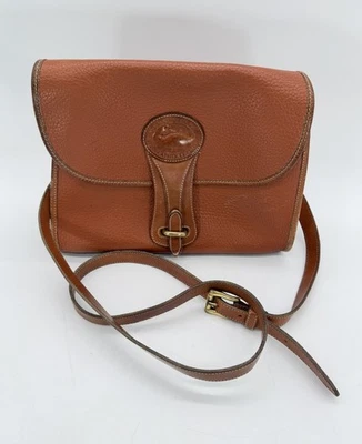 Vintage Dooney & Bourke Essex All Weather Leather AWL Footed Brown Crossbody Bag - Image 1 of 4