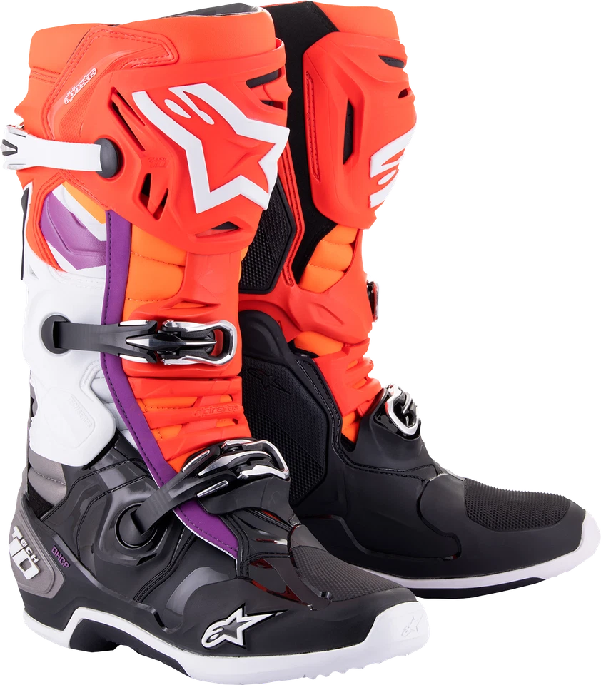 Botas Alpinestars Tech 10 preto/vermelho/laranja/branco EUA 11 - Alto desempenho - Imagem 1 de 1