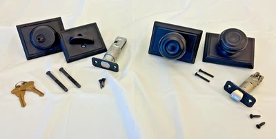 Used Schlage Plymouth-Addison Black Door Knob and Schlage Matte Black Deadbolt  - Image 1 of 4