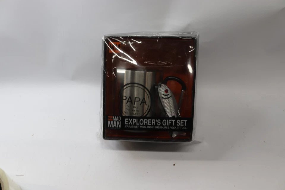 Fisherman's Gift Set: Fish-Shaped Multi Pocket Tool & Carabiner Handle Metal Mug - Image 1 of 1