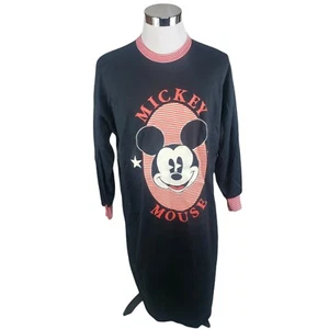 Vtg Mickey Mouse balloon Pajama Sleep Shirt Night Gown Black Medium - Picture 1 of 5
