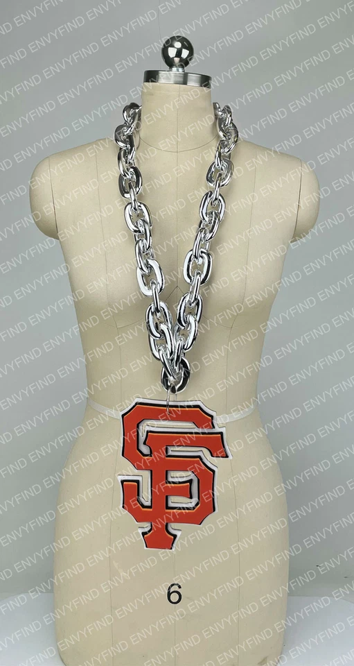 New MLB SAN FRANCISCO GIANTS SILVER Jumbo Big Fan Chain Necklace Foam MI USA - Image 1 of 3