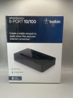 BELKIN 8-порт 10/100 проводной сетевой коммутатор F4G0800, новый/запечатанный в коробке - Изображение 1 из 4