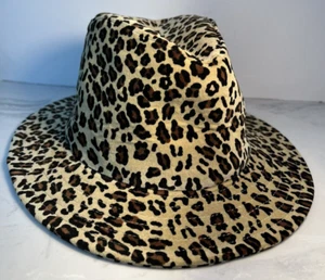 Cheetah Leopard Fedora Hat Black Brown Animal Print Leopard Packable - Picture 1 of 7