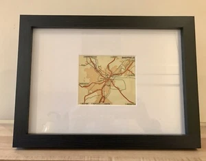 Vintage Framed Map Of Sheffield - Original Image Dated 1915 - Pratt's Road Atlas - Picture 1 of 3