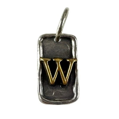 Waxing Poetic Sterling Silver Brass Tag Insignia Charm "W" Monogram Initial - Image 1 of 2