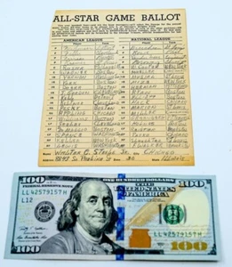 Rare 1947 MLB Baseball All-Star Game Filled-out Ballot. Sportfolio Magazine - Picture 1 of 3