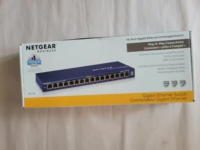 NETGEAR GS116-100NAS 16 Ports Gigabit Unmanaged Ethernet Switch - Open Box NEW - Image 1 of 4