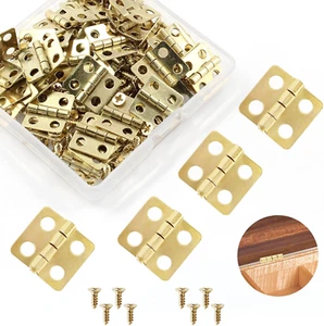 30 Pcs Mini Hinges Miniature Hardware with Screws for Wooden Box Crafts Chest - Picture 1 of 11