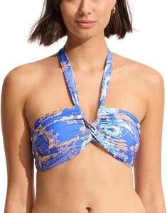 Nuevo con etiquetas Traje de baño top de bikini halter bandeau Seafolly para mujer talla 16 - Imagen 1 de 5