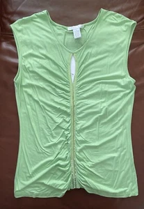 NEW!!! DESIGN HISTORY Green Sleeveless Keyhole Blouse Knit Top Stretch LARGE NWT - Picture 1 of 7