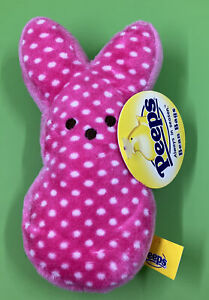 PEEPS Just Born Bunny - PINK SPOTTED Plush 6" Rabbit Stuff Toy Beanie NWT