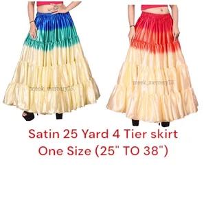 25 Yard 4-stufiger Rock Damen Bauchtanz Farbe Tribal Tanzkleidung Rock KF13 - Bild 1 von 16