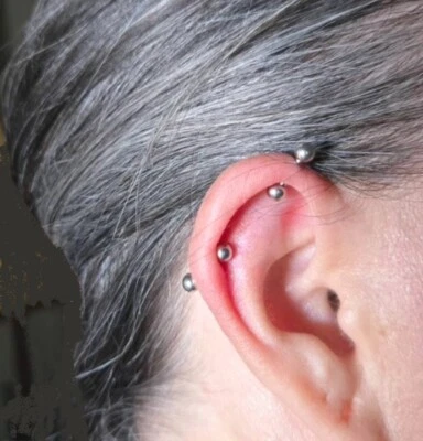 Surgical Steel 2PCS 14g 10mm length 5mm balls Industrial Barbells. - Image 1 of 4