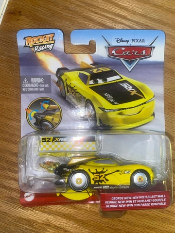 DISNEY PIXAR CARS. XRS Rocket Racing  #52 GEORGE NEW-WIN With Blast Wall Cover