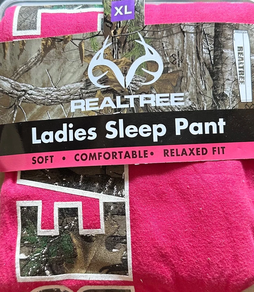 Realtree Sleep Pants XL Women Hot Pink Camo PJ Drawstring Relax Fit Loungewear