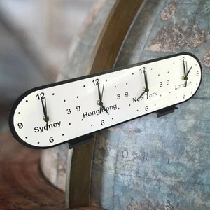 Bespoke Named Oval Four Time Zones Clocks & Desk Stand (Many Colour Choices) - Picture 1 of 10