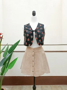 N.O.S 70s vintage mini suede leather skirt W27, Penny Lane flared mini skirt XS - Picture 1 of 14
