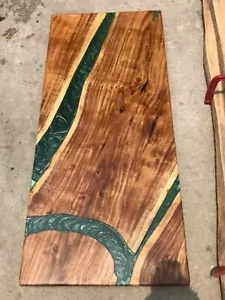 Wooden Tabletop, Epoxy Dining Table, Green Epoxy River Table, Handmade Table Top - Picture 1 of 9