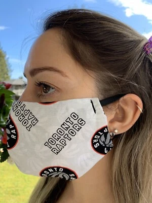 TORONTO RAPTORS Handmade 100% Cotton Fabric Face Mask NURSE Doctors White Sports - Image 1 of 2