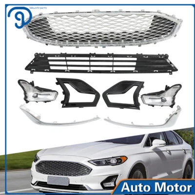 Fit For 2019 2020 Ford Fusion Front Upper & Lower Grill  w/Fog Lights & Cover - Изображение 1 из 4