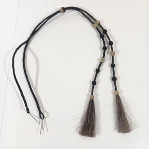 Sombrero de vaquero occidental tejido crin de caballo rodeo estampida cuerdas negro blanco - Imagen 1 de 4