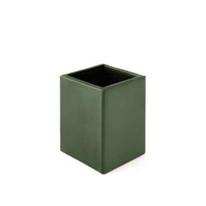 Schreibtisch Stiftehalter Leder Grün - Stifteköcher Quadratisches Design - Bild 1 von 5