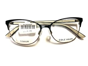 Cole Haan Eyeglasses Frames CH5040 001 BLACK Ivory Gold Cat Eye 52-16-140 - Picture 1 of 4