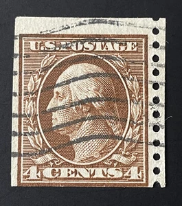 US Genuine Coil: Scott #446 4c Washington Franklin Issue: Flag Cancel  $150 - Picture 1 of 6
