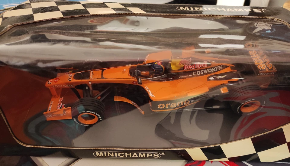 Modellautos 1:18 Minichamps Orange Arrows A23 #20 H. H. Frentzen in OVP - Immagine 1 di 3