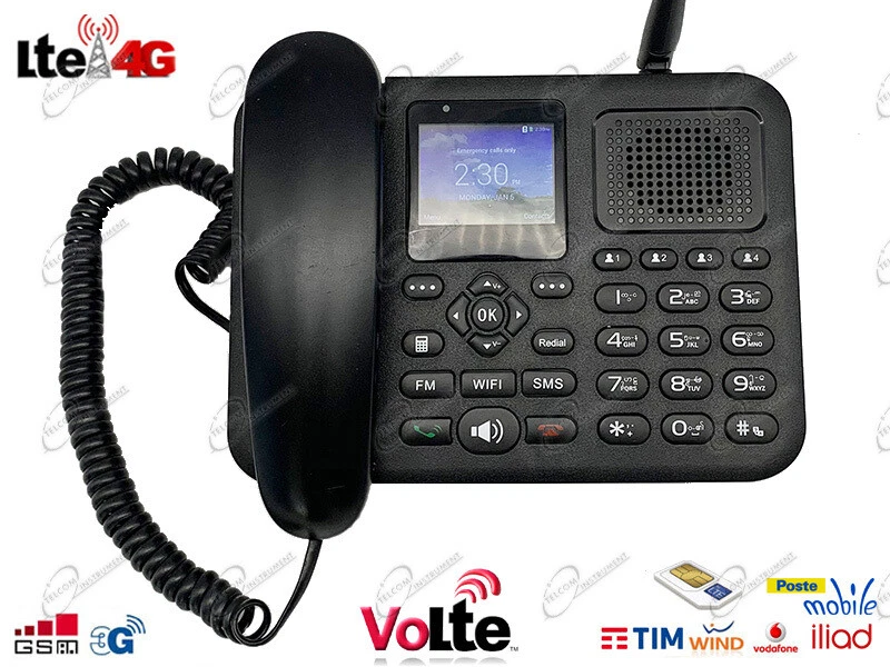 Telefono Fisso 4G LTE Hotspot Wi-F Bluetooth per SIM Menù Italiano Tasti Grandi - Immagine 1 di 3