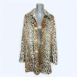 Dennis Basso Retro Cheetah Faux Fur Reversible Coat Women Medium Animal Print - Picture 1 of 7