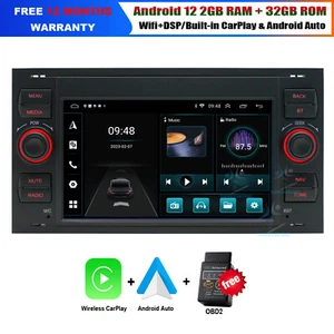 Stereo auto Android12 DAB+ CarPlay BT radio FM per Galaxy FORD FOCUS II 2005-2007 - Foto 1 di 23