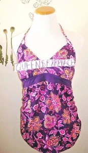 Motherhood Size Medium Floral Purple SwimSuit Halter Top Maternity M - Picture 1 of 7
