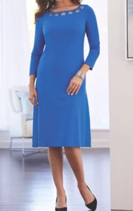 size small Blue Dress grommet detail by Midnight Velvet new - Picture 1 of 2