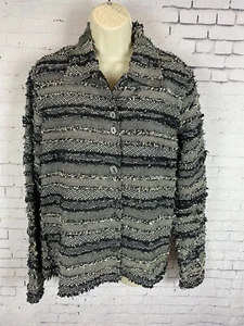 Chaqueta estilo vida mediana para mujer negra blanca texturizada abotonada artística boho (C91) - Imagen 1 de 8