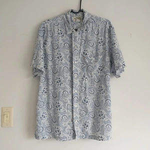 Polo Jeans Co Ralph Lauren Button Up Shirt Men L Blue Floral Paisley Hawaiian - Picture 1 of 9