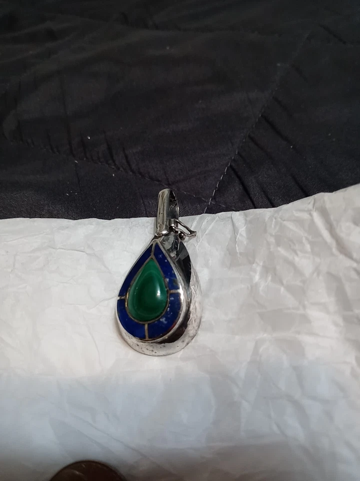 Malachite And Lapis Necklace Enhancer Set In Sterling Silver 12.7 G - Image 1 of 4
