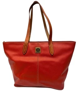 Dooney & Bourke Eva Rust Red Pebbled Leather Tote Shopper Bag Purse Great Cond. - Picture 1 of 23