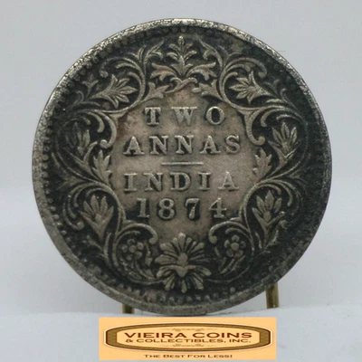 1874 British India Silver Two Annas - #C54001NQ - Image 1 of 2