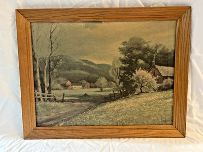 Vintage Robert Wood Oil Painting Reprod. Early Spring Framed 18X24 READ DESC - Image 1 of 4