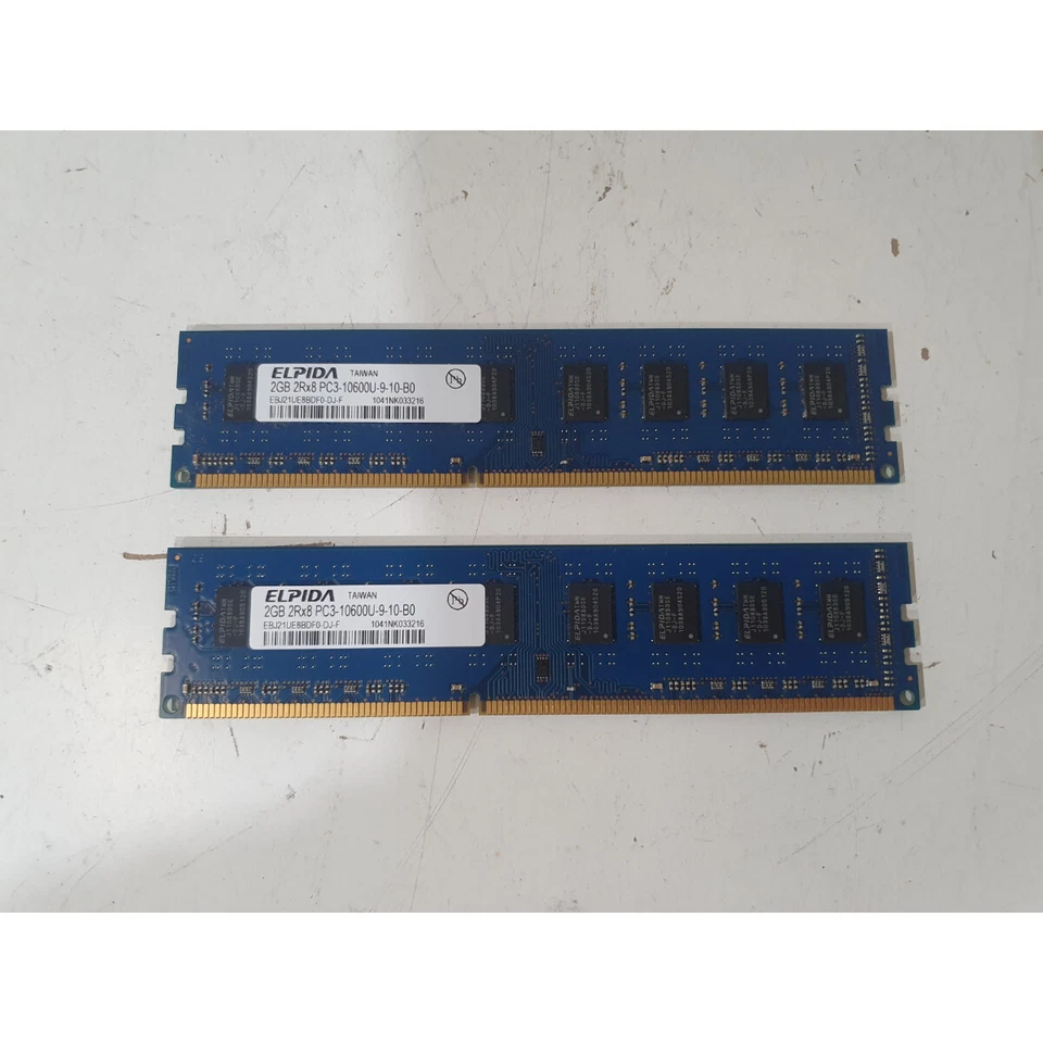 Lot of 2 Elpida EBJ21UE8BDF0-DJ-F RAM 1333MHz 2GB DDR3 CL9 Desktop DIMM Memory - Image 1 of 4