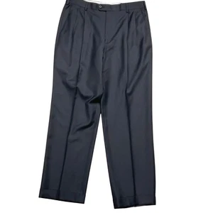Zanella Dress Pants Men 35 Charcoal Bennett Pleat Super 120s Wool Italian Luxury - Picture 1 of 13