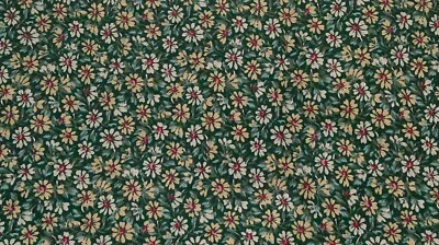 Fabric Springs NEW Small White & Yellow Daisies on Hunter Green $2.95 - Image 1 of 3