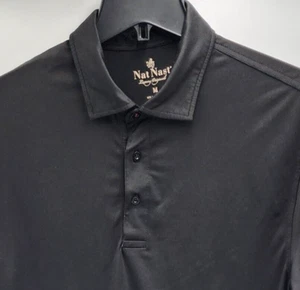 Nat Nast Herren M Poloshirt Einfarbig Schwarz Kurzarm Spandex Mischung Bowlingshirt - Bild 1 von 5
